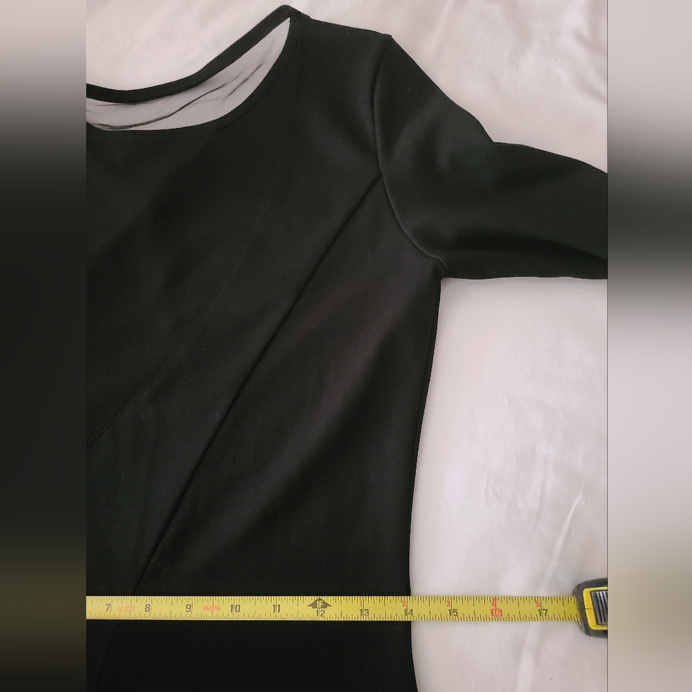 Marcella Mesh Inset Long Sleeve Fitted Roxanne Dress Black Sz M - Picture 10 of 13